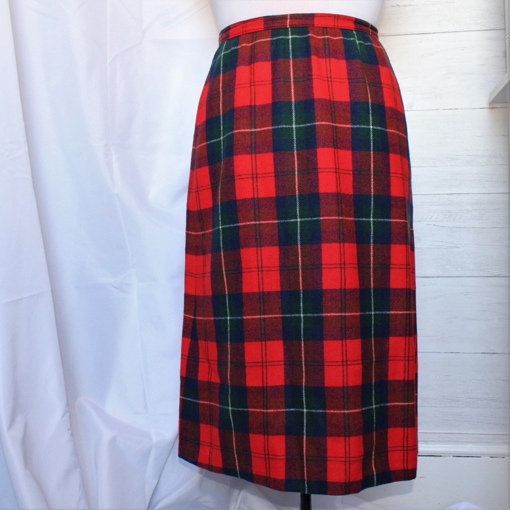 70s Vintage Pendleton Plaid Wool Skirt